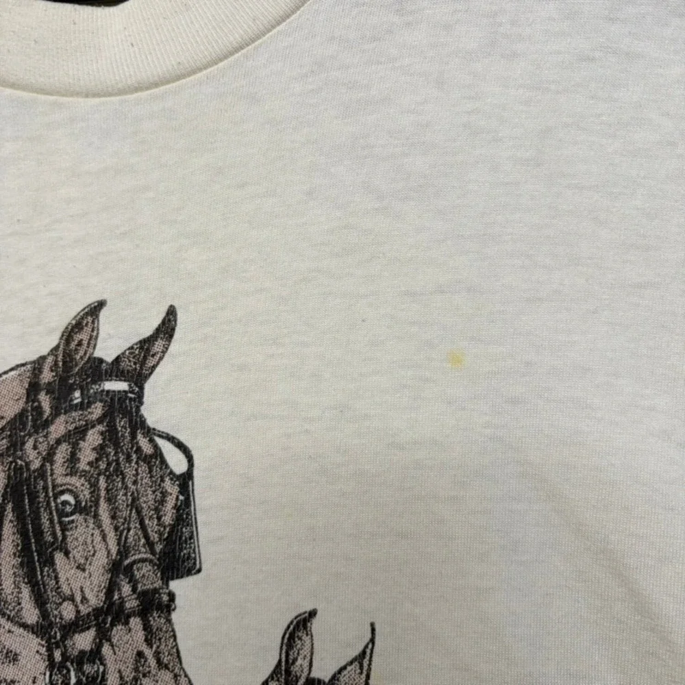 Fruit of the Loom T-Shirt Mens XL Cream The Versatile Morgan Horse Vintage 90s